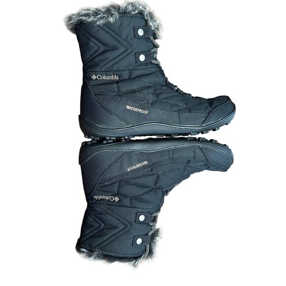 Columbia Black Lace Up Boots with Fur Trim - Picture 5 of 12